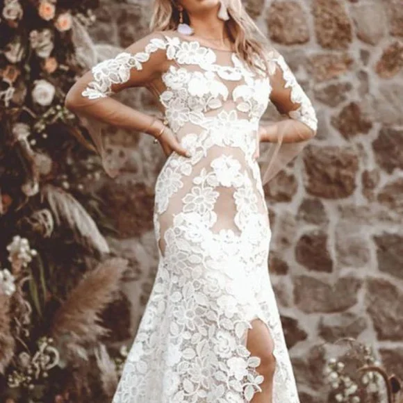 Lovers Society Kennedy Wedding Gown Size 10 Boho Lace